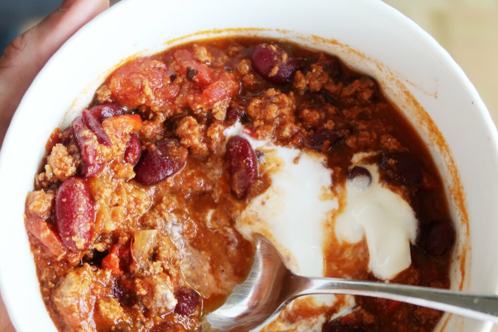 High protein turkey chili